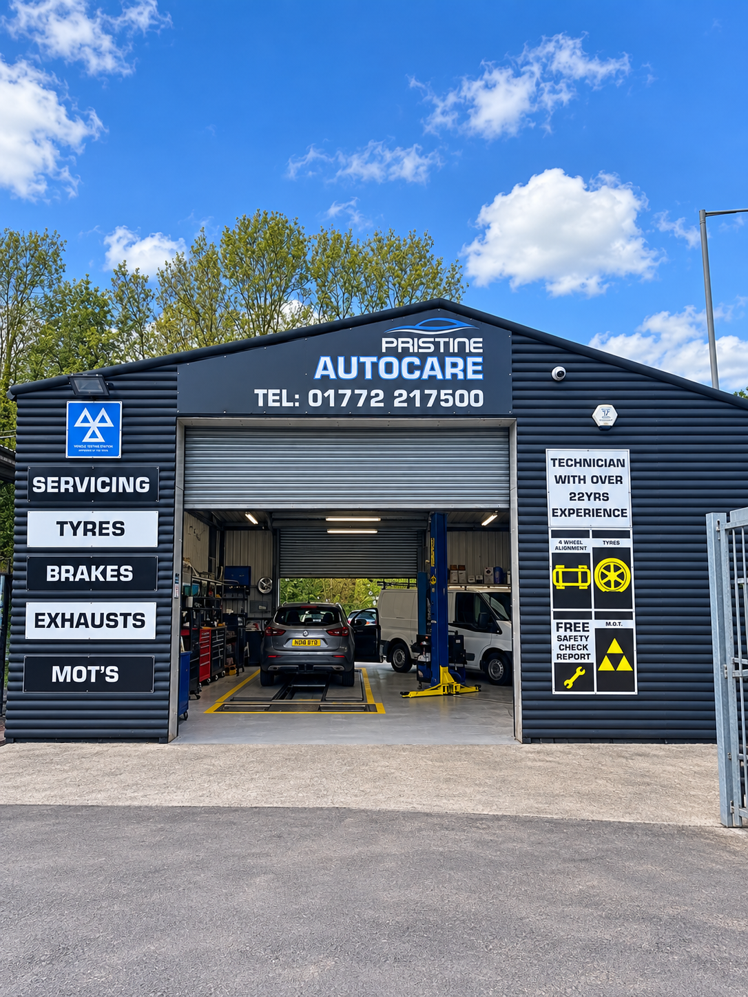 Front of the Pristine Autocare garage in Penwortham