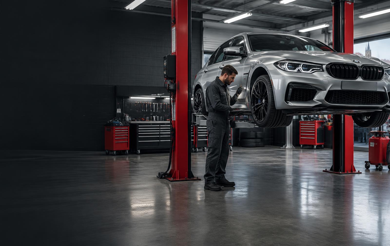 Mechanic working on a car in a workshop